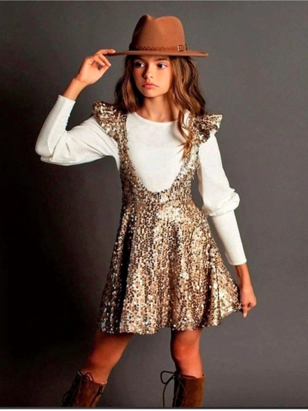 NWT Joyfolie Romy Jumper in Gold Sequin Gold Girls Size 5